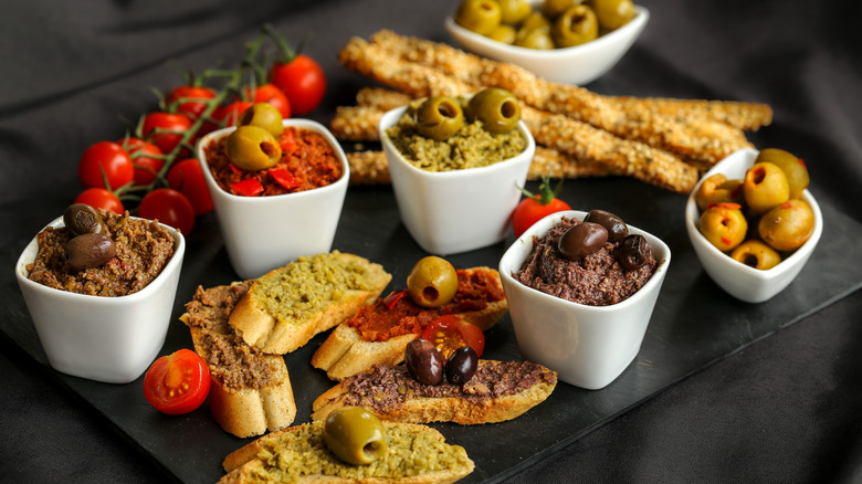 Olive tapenade on a plate