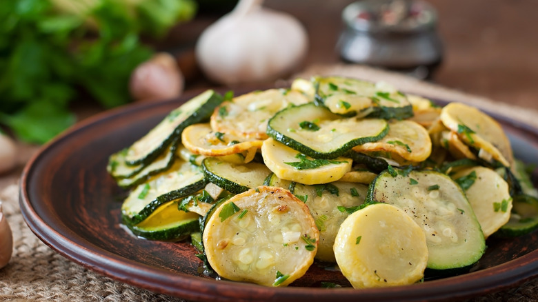 Zucchini summer squash cooked slices 