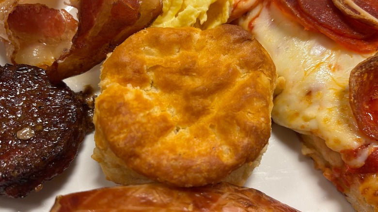 Golden Corral biscuit on white plate