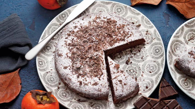 Torta tenerina on a white plate