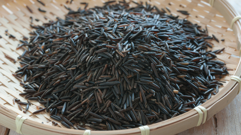 Woven basket black wild rice