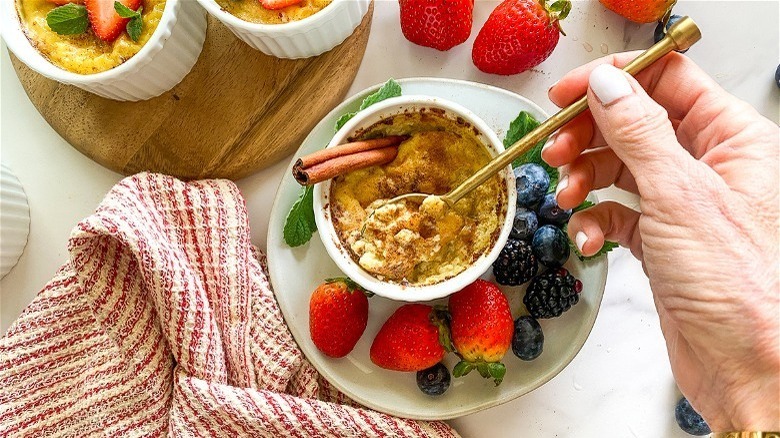 custard with various fruits