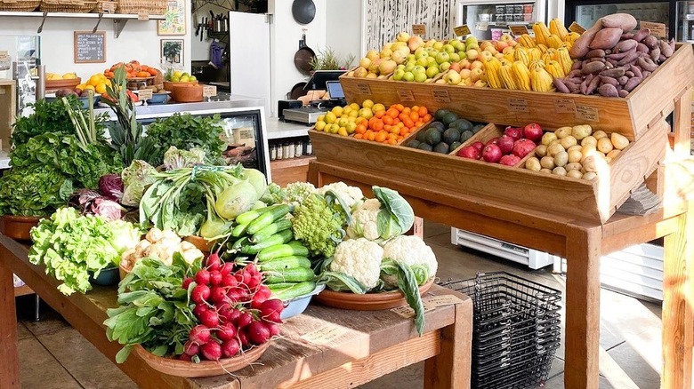 Fruits and vegetables in baskets