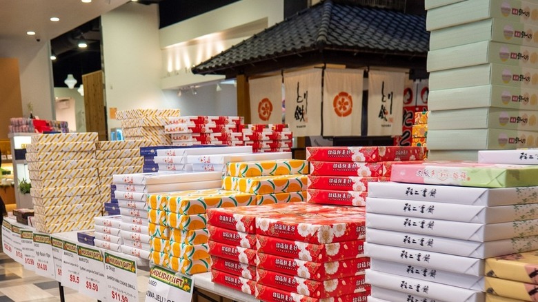 Boxes of Japanese produce