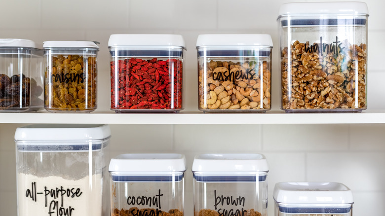 Well-stocked pantry containers