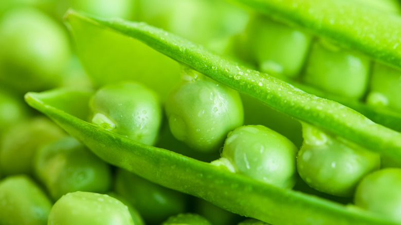 Closeup of fresh green peas