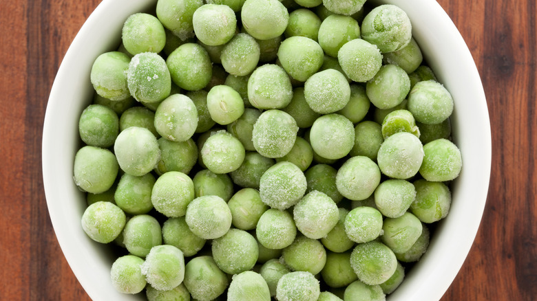 Bowl of frozen peas