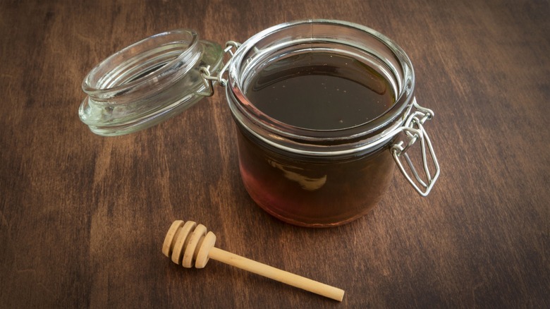 Jar of sorghum syrup