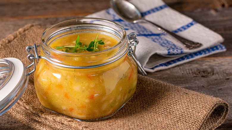 homemade soup in mason jar