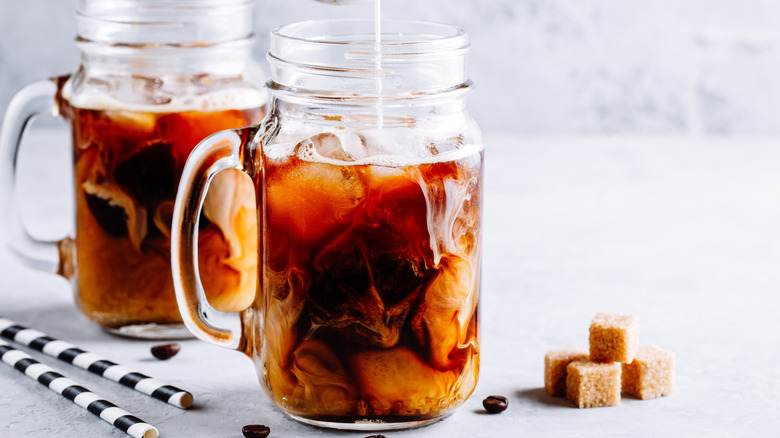 iced coffee in mason jar