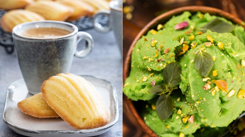 madelines and pistachio ice cream