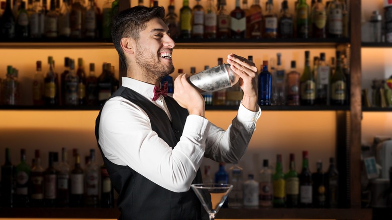 bartender shaking a cocktail