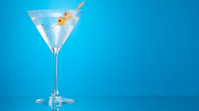 martini on blue background