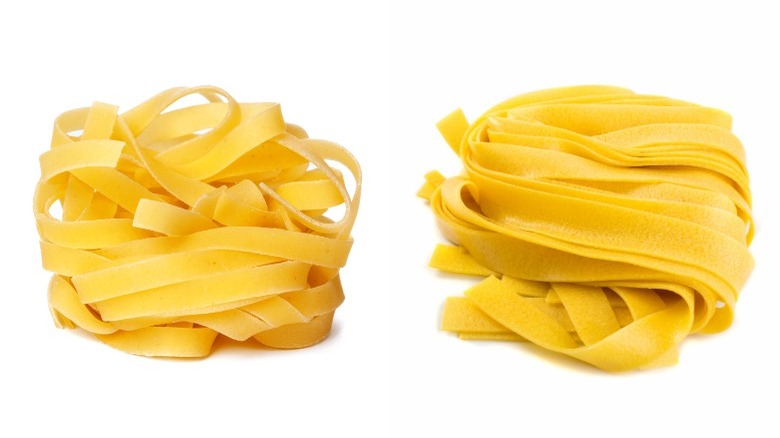 Dried tagliatelle and fresh pappardelle