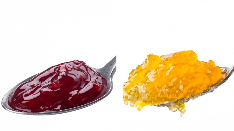 Spoonfuls of jam and marmalade