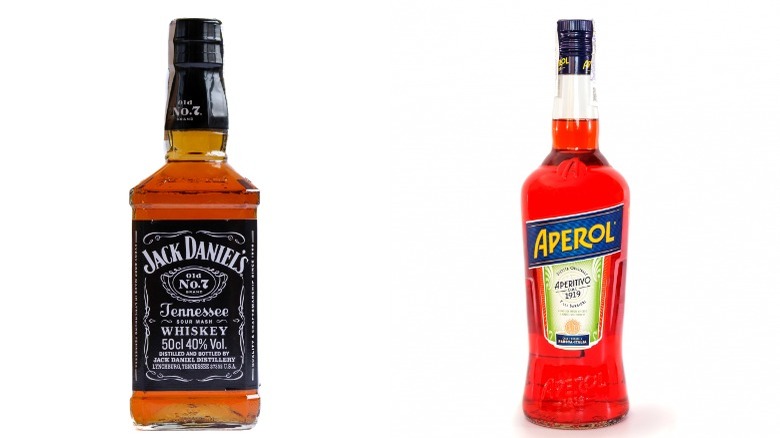 Jack Daniel's and Aperol bottles