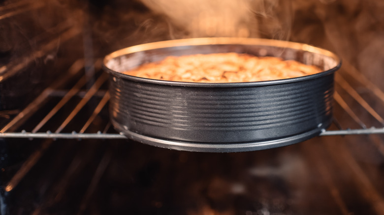 Homemade cake in oven