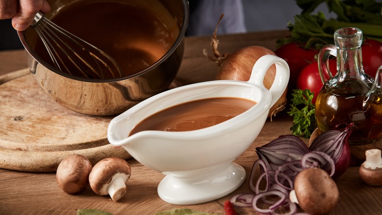 A bowl of gravy