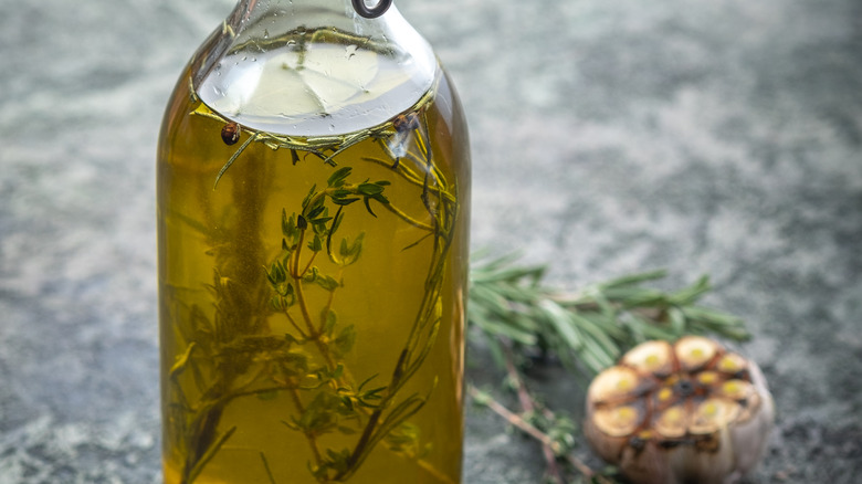 A bottle of thyme oil