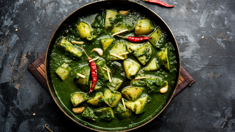 Aloo palak in bowl