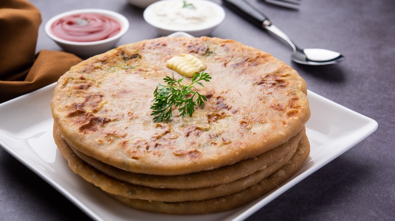 Aloo paratha on plate