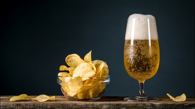 Beer and potato chips