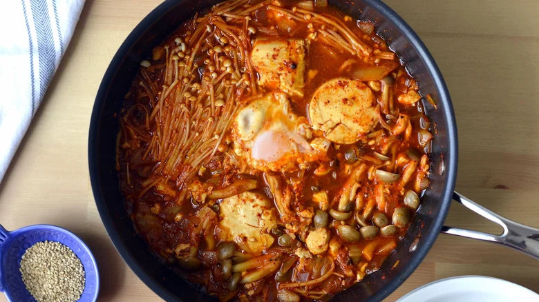 Pan of Korean tofu stew