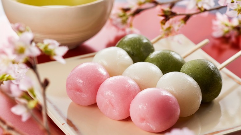 Hanami dango with flowers