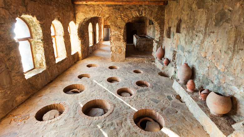 Georgian qvevri clay vessels cellar