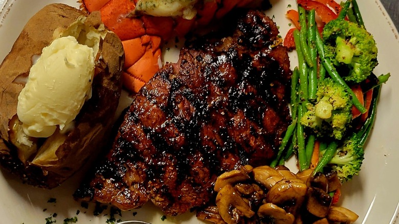 Steak with potato and veggies