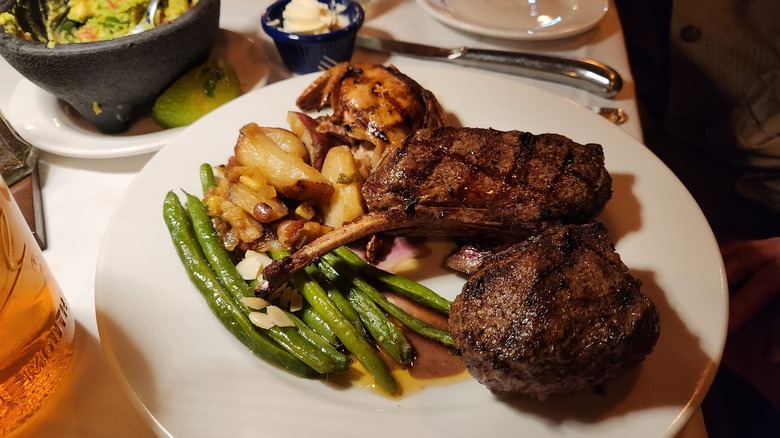 Grilled chops with vegetable side