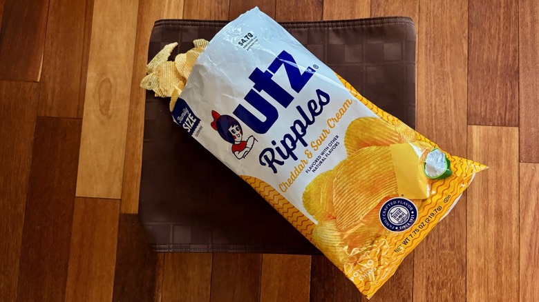 Open bag Utz Ripples Cheddar & Sour Cream