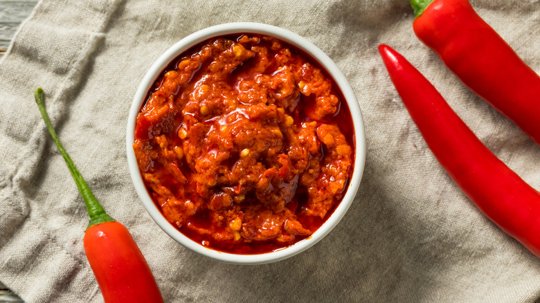 Calabrian chili paste and peppers