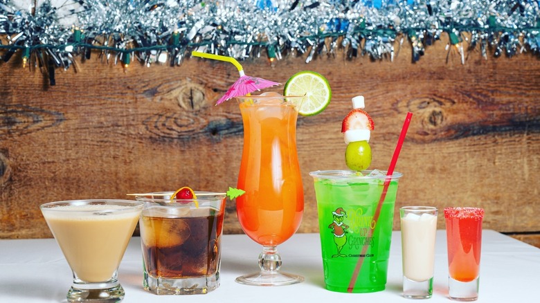 holiday cocktails and tinsel