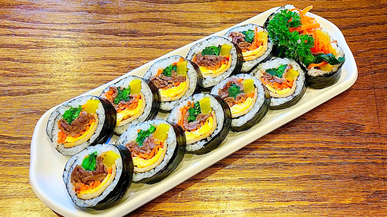 Kimbap on a platter