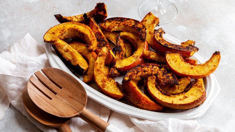 platter of baked acorn squash