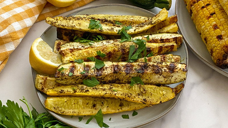 grilled squash slices on plate