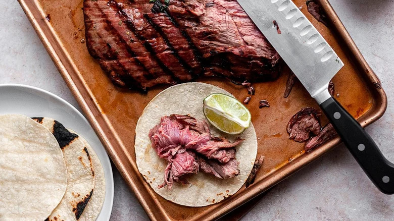 carne asada steak and taco