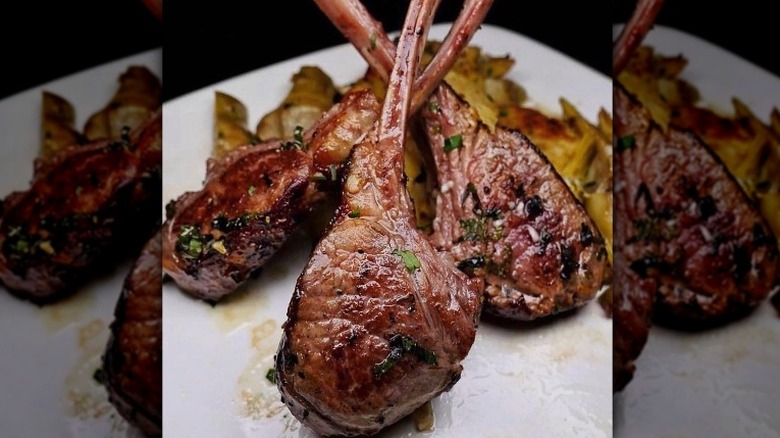 lamb chops on plate