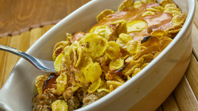 Frito pie in casserole dish