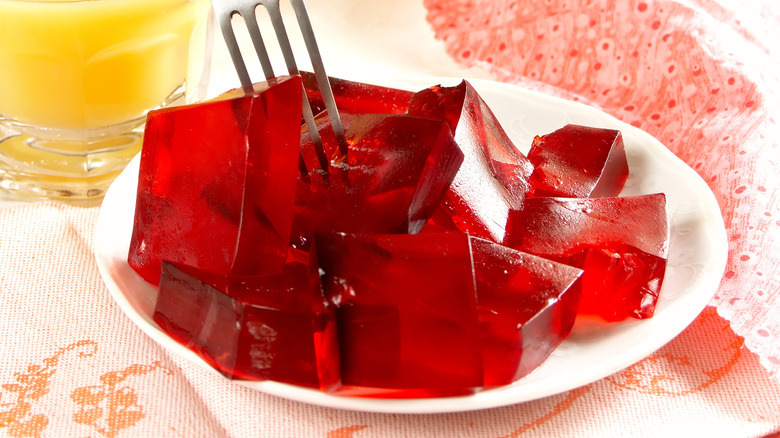 Jell-o cubes on plate