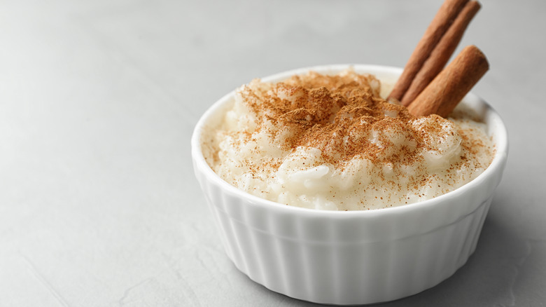 Rice pudding in bowl