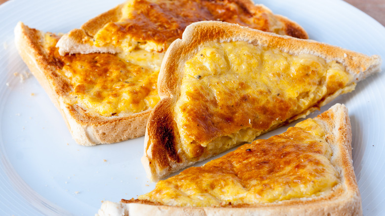 Welsh rarebit on plate