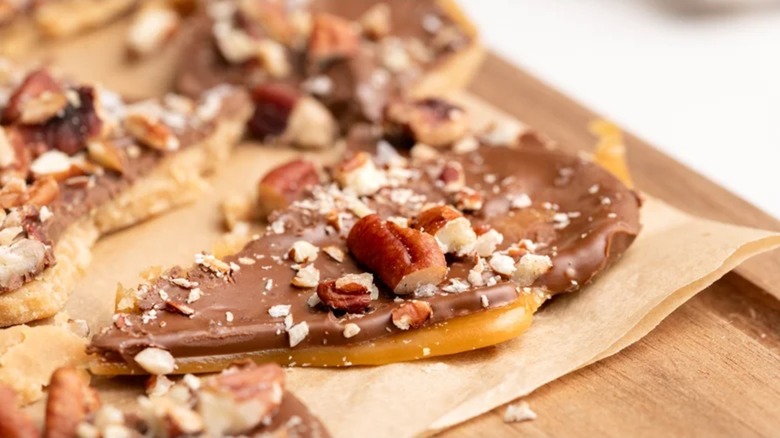 English toffee on a serving platter