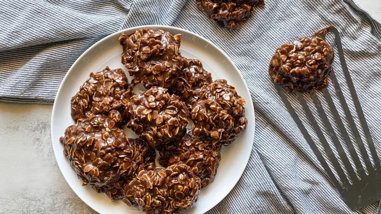 Chocolate oatmeal cookies on a plate