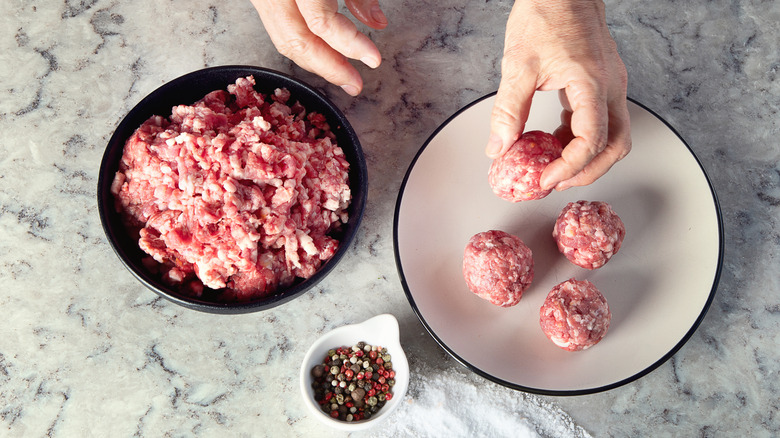 Making meatballs by hand