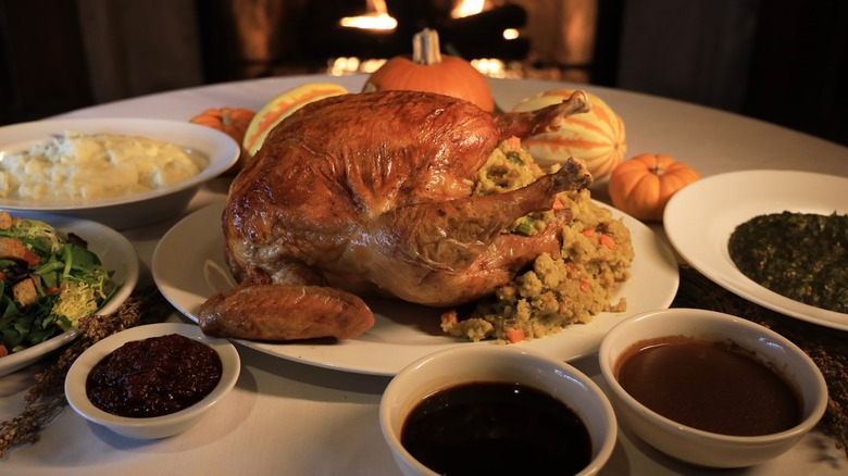 Turkey and sides on table