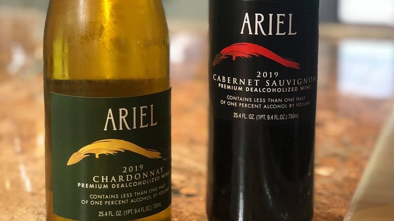 bottles of Ariel chardonnay and cabernet sauvignon nonalcoholic wines