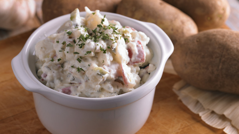 Potato salad in crock