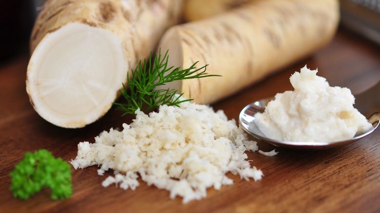 horseradish grated and cut